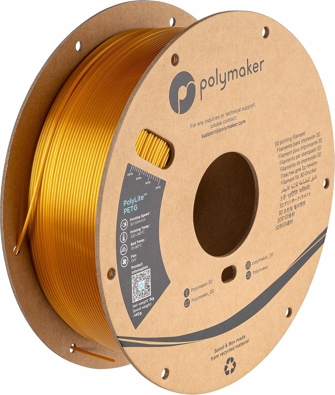 Polymaker PolyLite PETG Gold - 1,75mm - 1kg 1 kg Petg Gold (Hex Code: #Cc8a00), 1 kg Petg Gold (Hex
