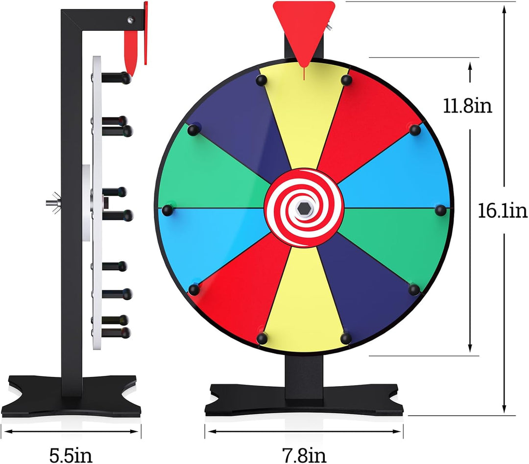 30,5 cm (12 Zoll) Spinnrad für Preise – Preisrad, 10 Steckplätze, Farbkreisel mit Ständer, Tisch-Pre