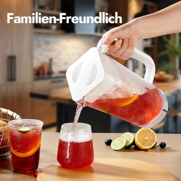 CURTA krug 2liter gefäss mit deckel Wasserkrug Mit Deckel Mit Griff mit Skala, Für kühlschrank, Tee,