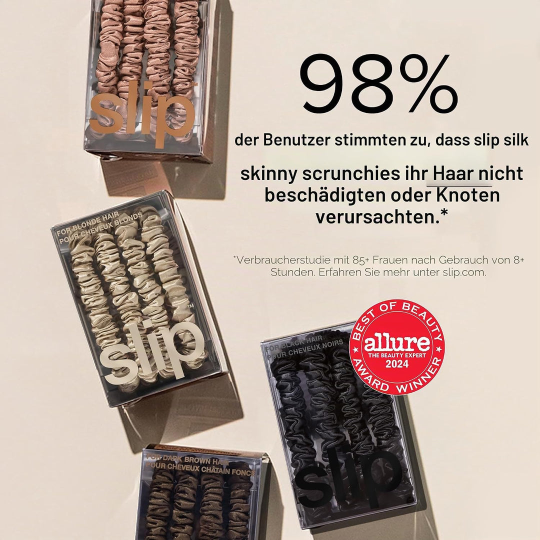 Slip Silk 100% Maulbeerseide Haargummi Set - Schonende Scrunchies gegen Haarbruch, 6 Zopfgummis in v