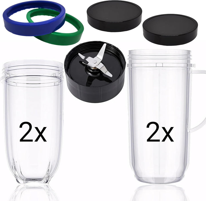Retoo Standmixer 600 W, 5 Elemente im Set, Edelstahlklinge, 470 ml Smoothie Maker, Zwei Trinkbecher