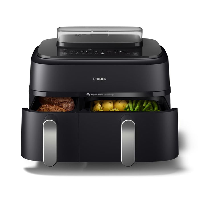 Philips Steam Airfryer 5000 Series Dual Basket Heissluftfritteuse mit Dampfgar-Funktion & 2 Körben –