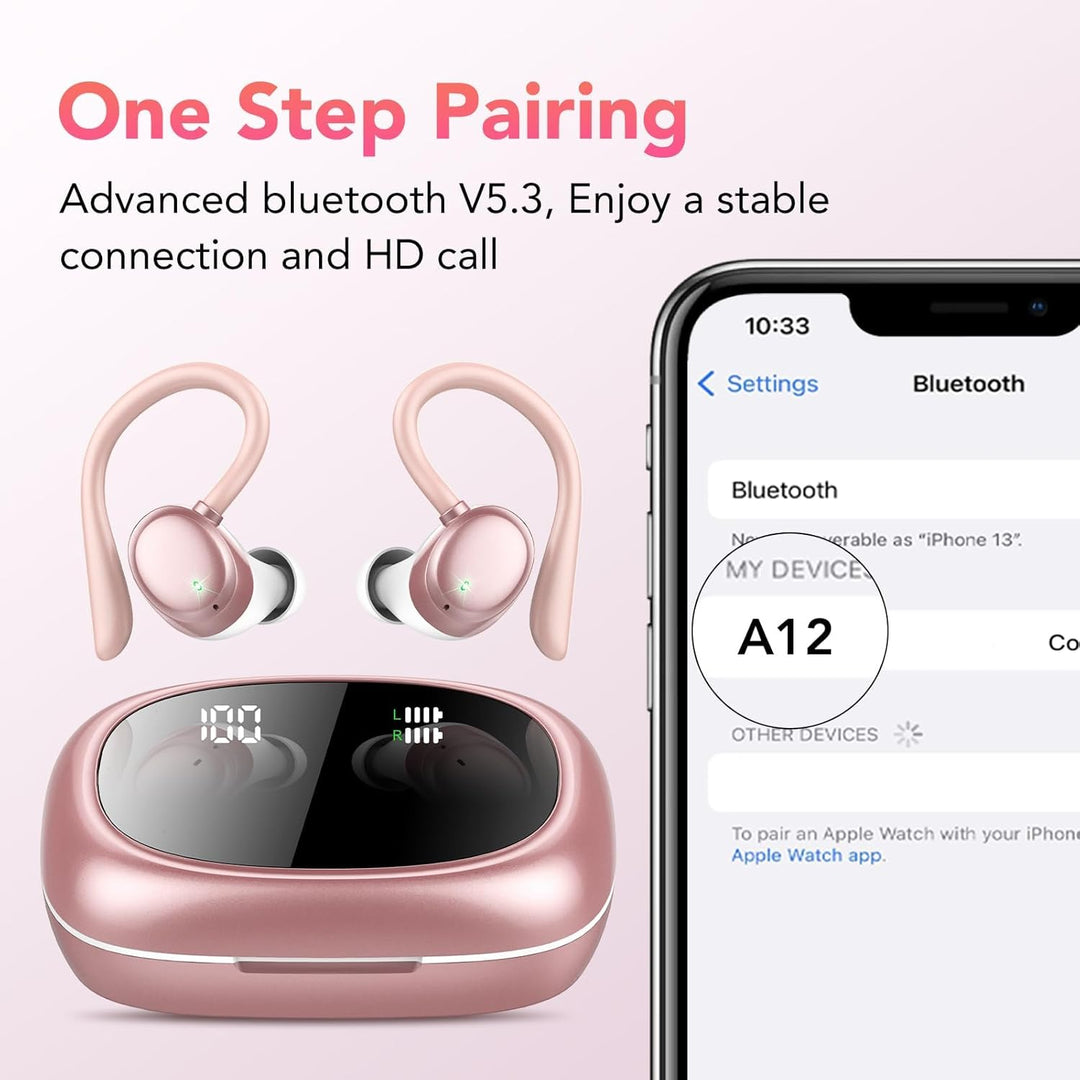 Bluetooth Kopfhörer Sport, Kopfhörer Kabellos Bluetooth 5.3 mit HD Mic, In Ear Kopfhörer mit 4 ENC K