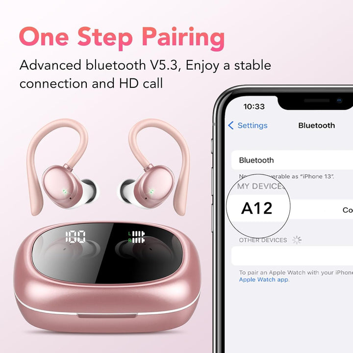 Bluetooth Kopfhörer Sport, Kopfhörer Kabellos Bluetooth 5.3 mit HD Mic, In Ear Kopfhörer mit 4 ENC K