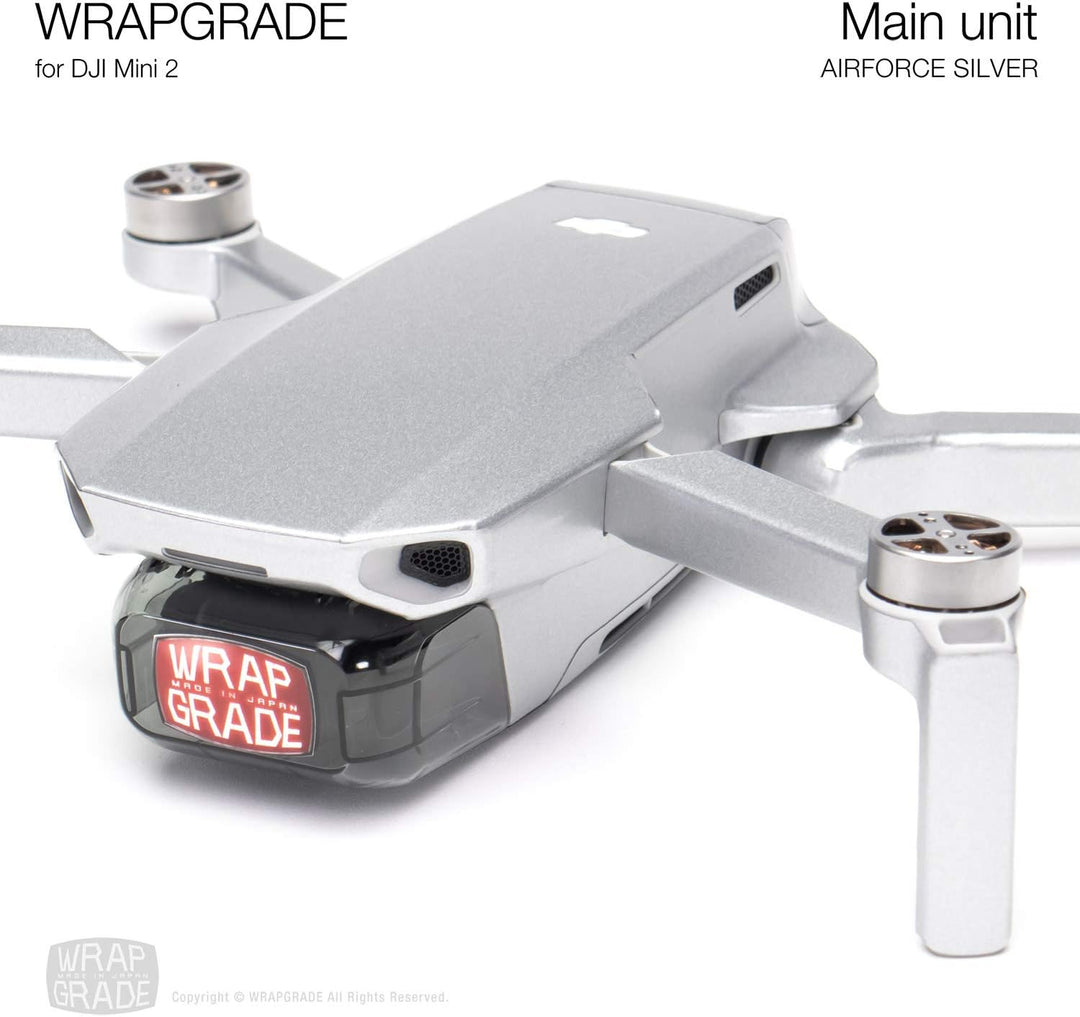 Wrapgrade Skin Sticker Set Kompatibel mit DJI Mini 2 (Airforce Silver), Airforce Silver
