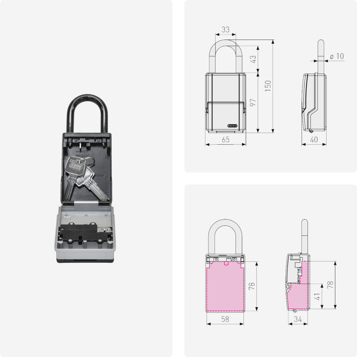 ABUS KeyGarage 737 Mini - Schlüsselbox mit Bügel zur Befestigung - für bis zu 8 Schlüssel oder klein