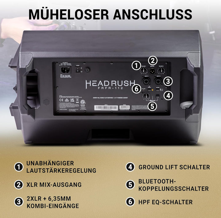 HeadRush FRFR112 MKII 2500W E Gitarre und Bass Verstärker, 12" Fullrange linearer Frequenzgang Bluet