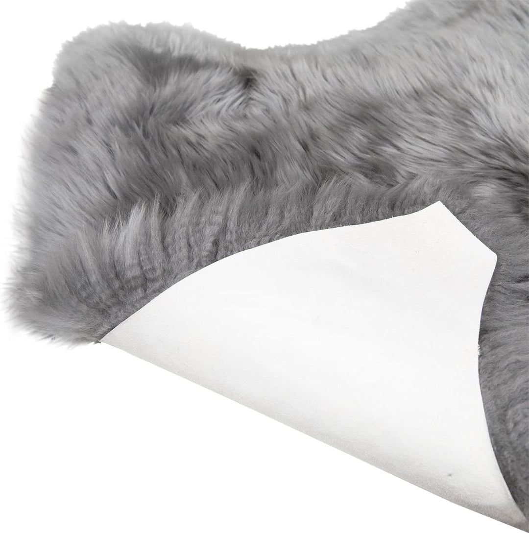 MYLUNE HOME Lammfell Teppich Schaffell echt 90 x 60cm schafsfelle grau weiche und Flauschige Decke S