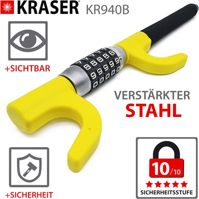 KRASER KR940B Lenkradkralle Wohnmobil Lenkradschloss für Auto Lenkradsperre Lenkrad Zahlenschloss, L