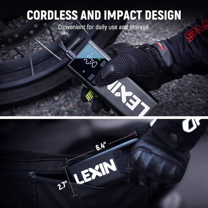 LEXIN P5 Elektrische Luftpumpe, Akku Kompressor 5000 mAh, 10,3 Bar Tragbare Reifenpumpe für Fahrrad,