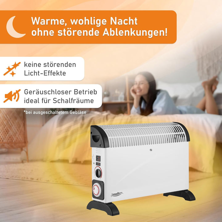 LEMODO Elektroheizung | Mobile Konvektor Heizung | Elektrische Heizung mit 3 Leistungsstufen (750W /