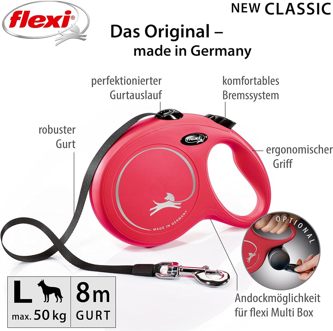 flexi New Classic L Gurt 8 m rot für Hunde bis 50 kg rot L 8 m, rot L 8 m