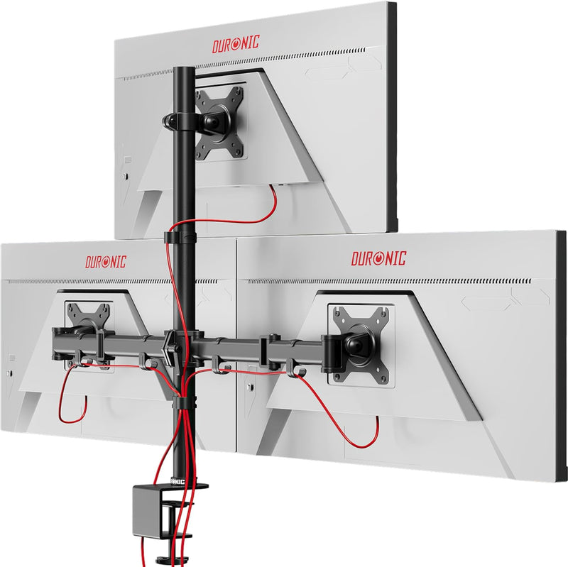 Duronic DM253 Monitorarm | Monitor Halterung 3 Bildschirme bis 27" Zoll | LCD LED Display Ständer bi