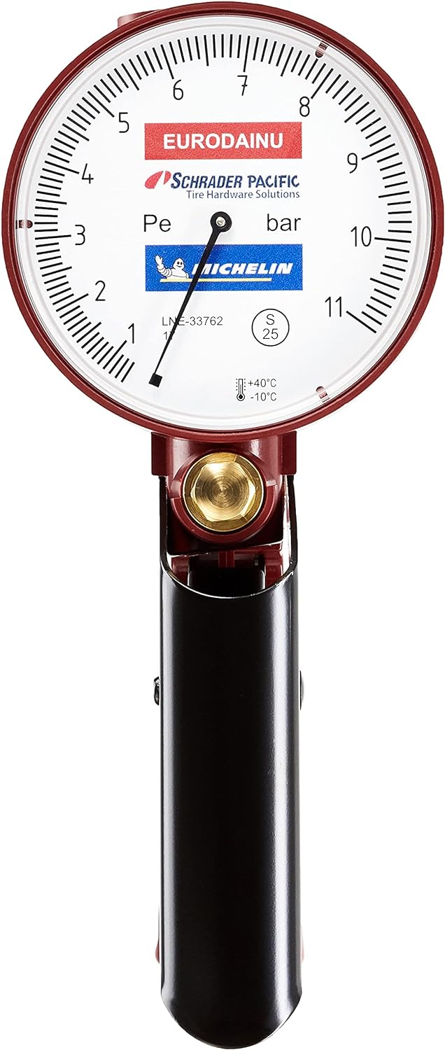 Schrader, professioneller Reifendruckmesser, genehmigt von Michelin, 0,7-11 BAR, Manometer, Schlauch