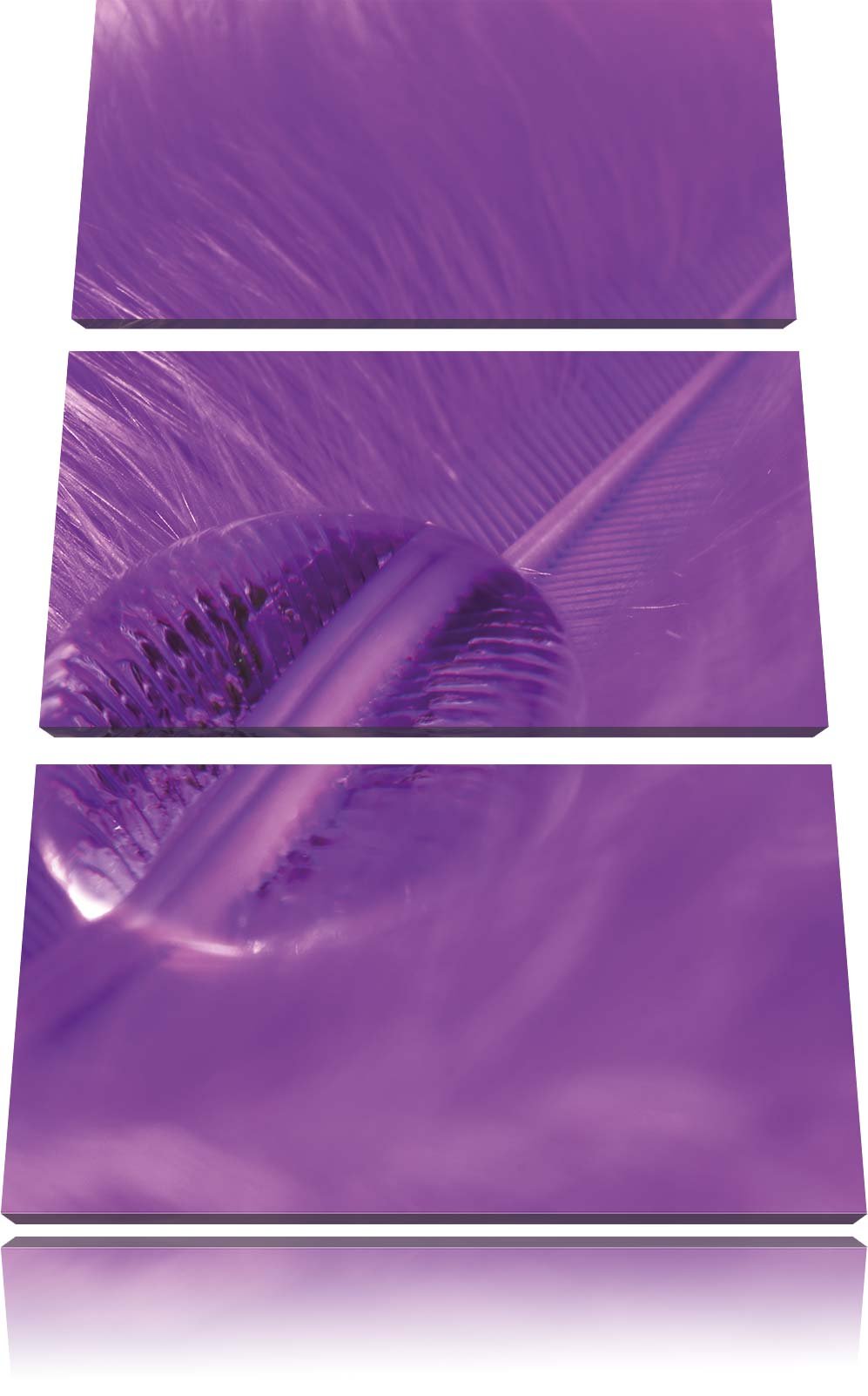 Pixxprint Wassertropfen auf Feder 3-Teiler Leinwandbild 120x80 Bild auf Leinwand