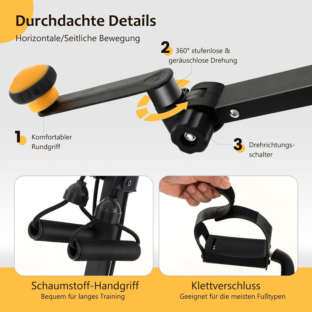 GOPLUS Pedaltrainer Senioren, Bewegungstrainer Arm- und Beintrainer mit Handgriff & Widerstand, Ergo