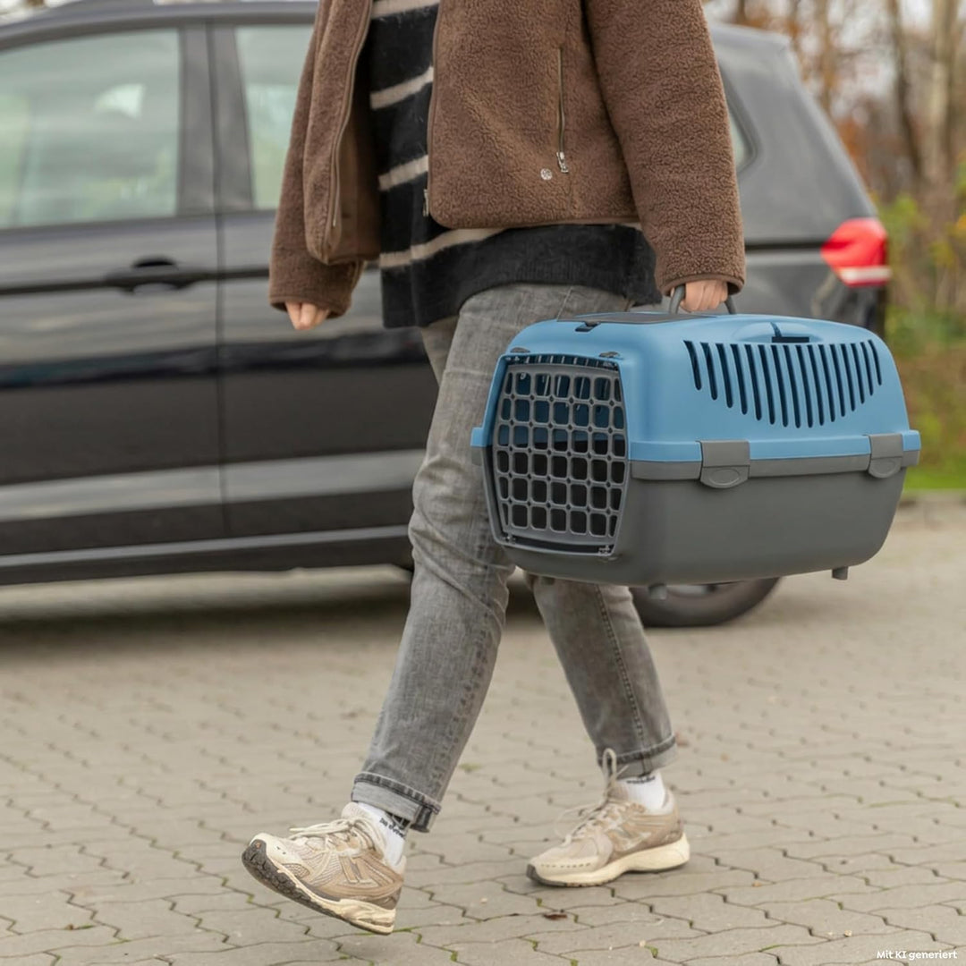 TRIXIE 39832 Transportbox Capri 3, S: 40 × 38 × 61 cm, dunkelgrau/blau dunkelgrau/pastellblau L 1 x