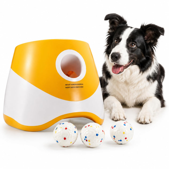 Ballwurfmaschine für Hunde, Automatischer Hundeballwerfer mit Tennisball, Interaktives Hundespielzeu