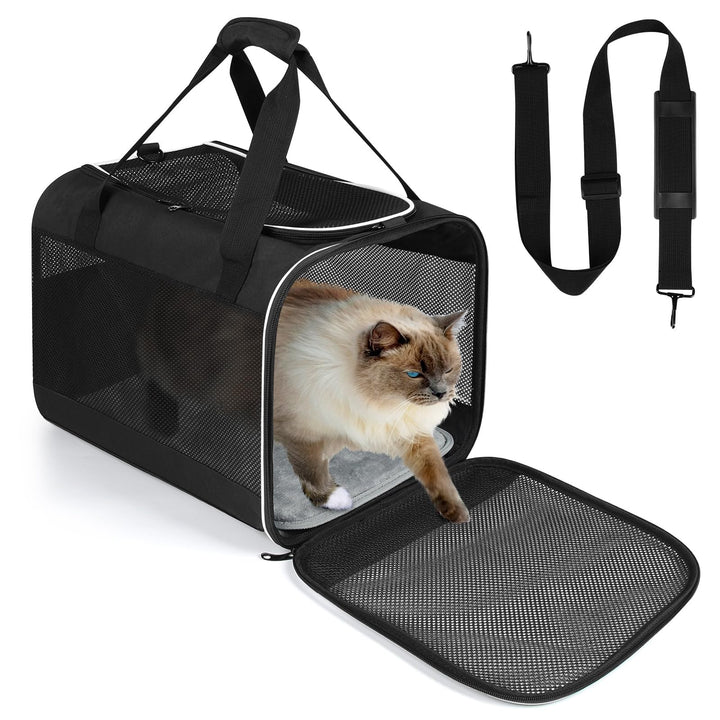 Lannvan Transportbox Katze, Katzentransportbox bis 6,5kg, Hundebox Faltbar Atmungsaktiv, mit Abnehmb