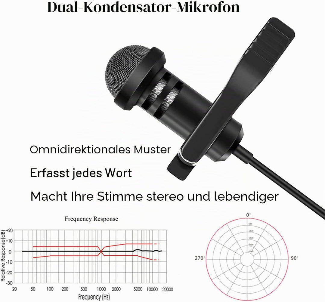 Lavalier Lapel Mikrofon Kompatibel mit Sennheiser EW100 EW300 EW500 SK100 Wireless Sender, 3,5 mm TR