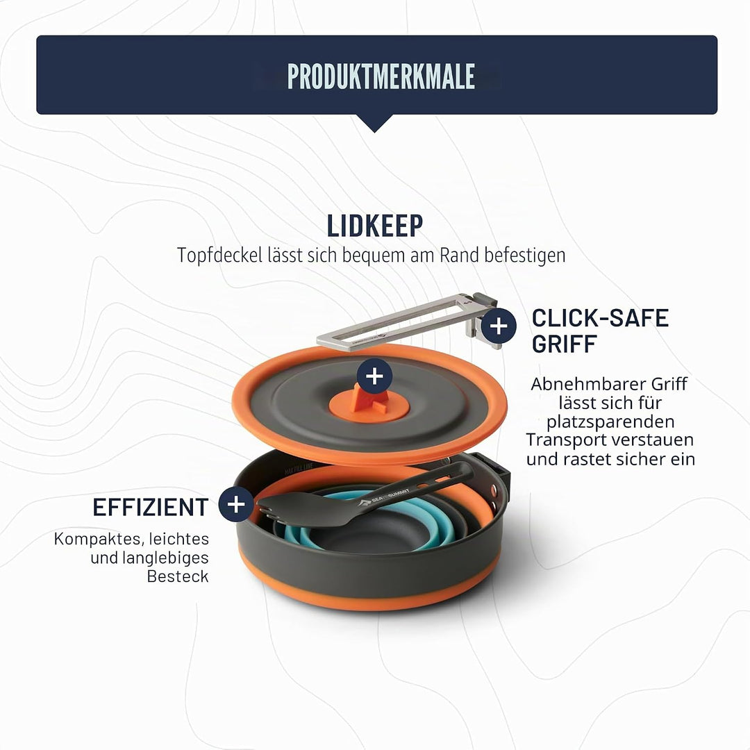 Sea to Summit - Frontier Ultralight Collapsible One Pot Cook Set - 1 Person, 3-teilig - 1 L Topf + B