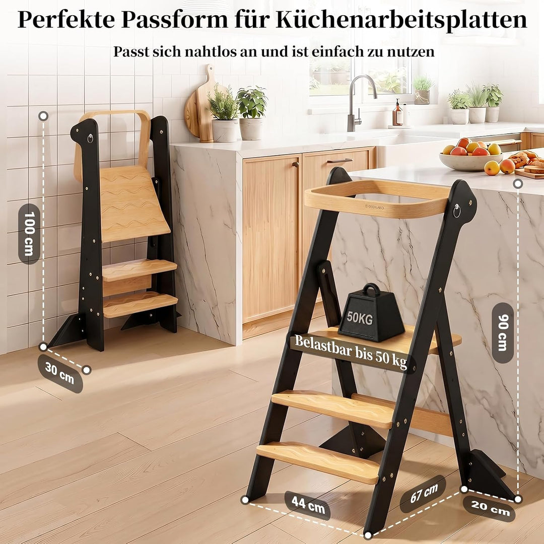 COSYLAND Lernturm ab 1 Jahr klappbar – iF Design Award Gewinner, höhenverstellbarer Lernturm mit Sic