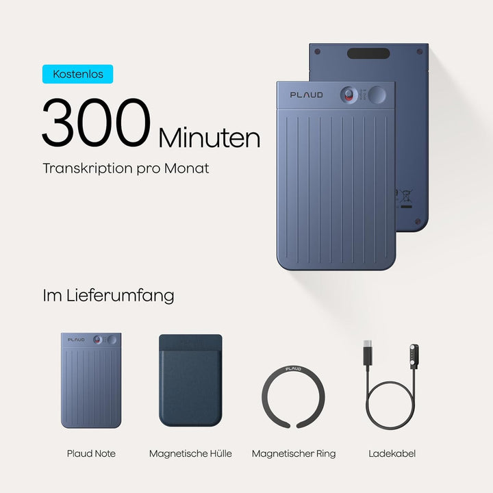 Plaud Note KI Digitales Diktiergerät mit Hülle - 64 GB Aufnahmegerät mit KI-Technologie zum Transkri