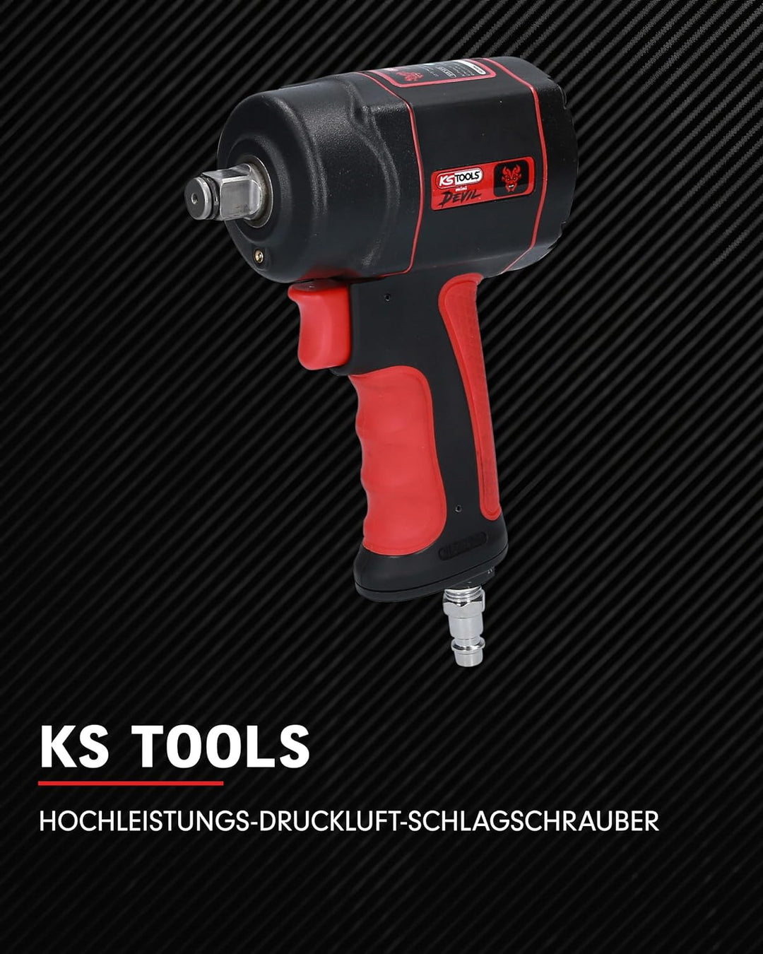 KS Tools 515.1315 1/2" THE miniDEVIL Hochleistungs-Druckluft-Schlagschrauber, 1084Nm Single, Single