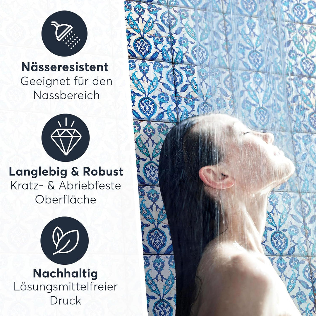 60 Stück Fliesenfolie für Küche und Bad 15x15 cm - Mosaikfliesen, Fliesensticker - selbstklebende Fl