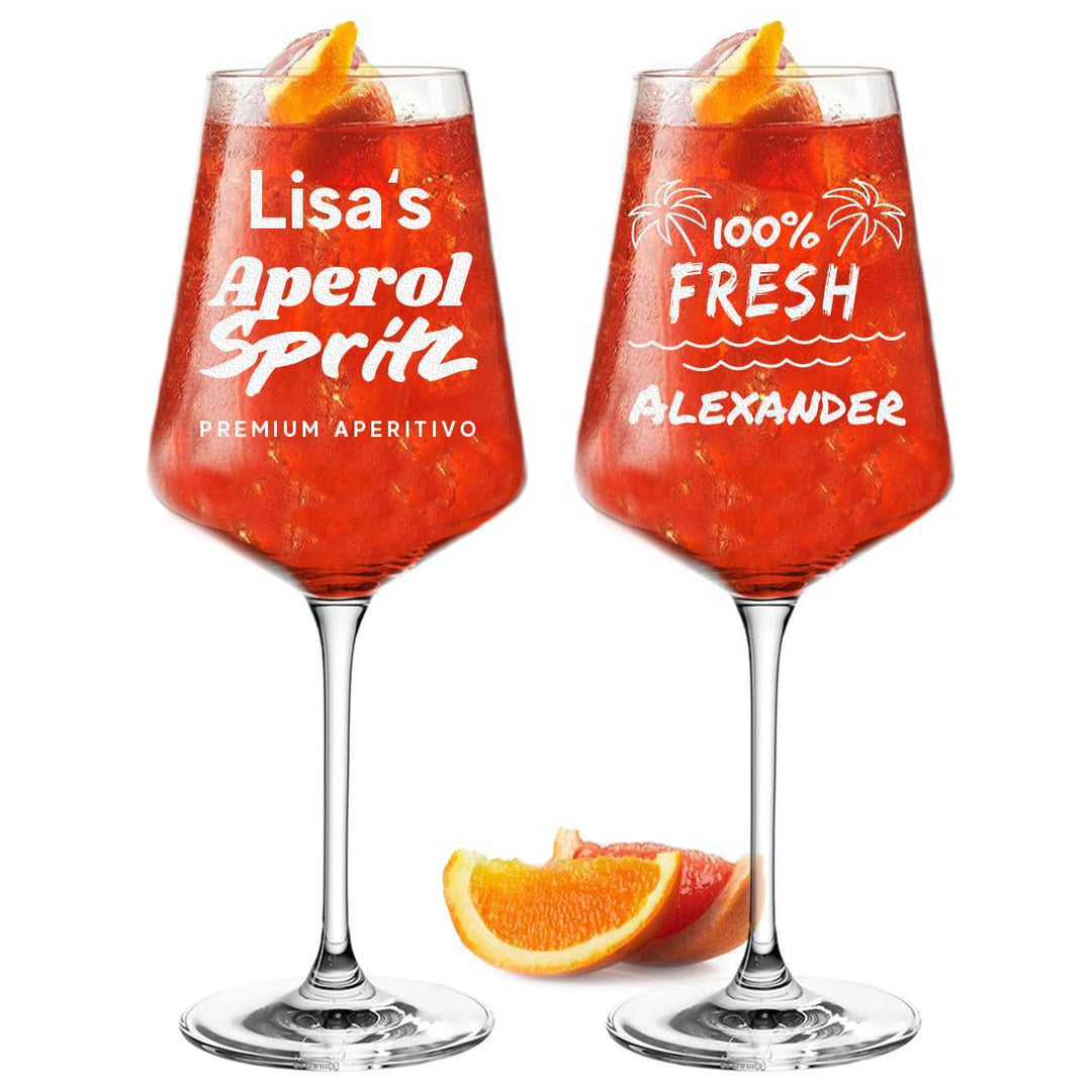 polar-effekt 2X Aperol Spritz Aperitif Gläser 560 ml mit Gravur - Geschenk zum Muttertag für Frauen