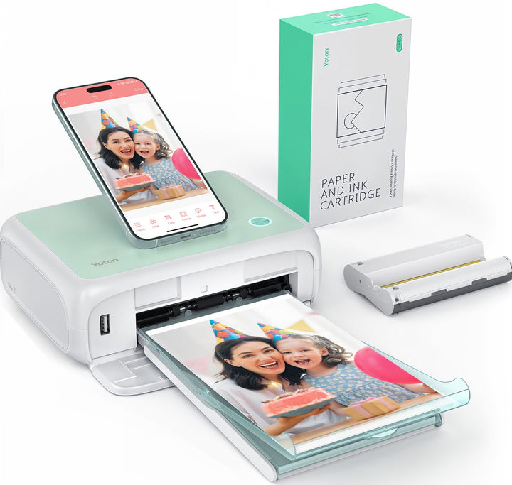 YOTON Fotodrucker für Smartphone, Mobiler Drucker mit 54 Stück Fotopapier (4"x6"), Unterstützt Auswe