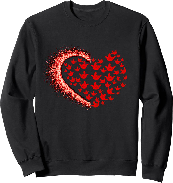 Herz-Silhouette mit Zeichen Ich liebe dich Gebärdensprache Sweatshirt