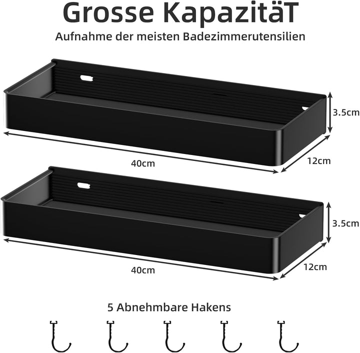 Duschablage ohne Bohren, Schnell Trocknende Duschregal mit Grosser Kapazität, Aluminium Shampoo Halt