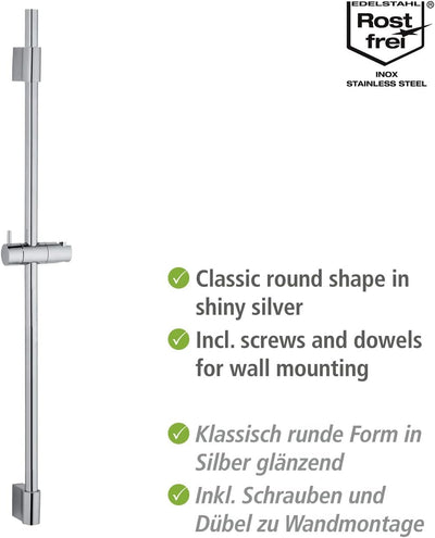 WENKO Duschstange Classic 90 cm, Brausestange mit verstellbarer Halterung für Handbrausen für Dusche