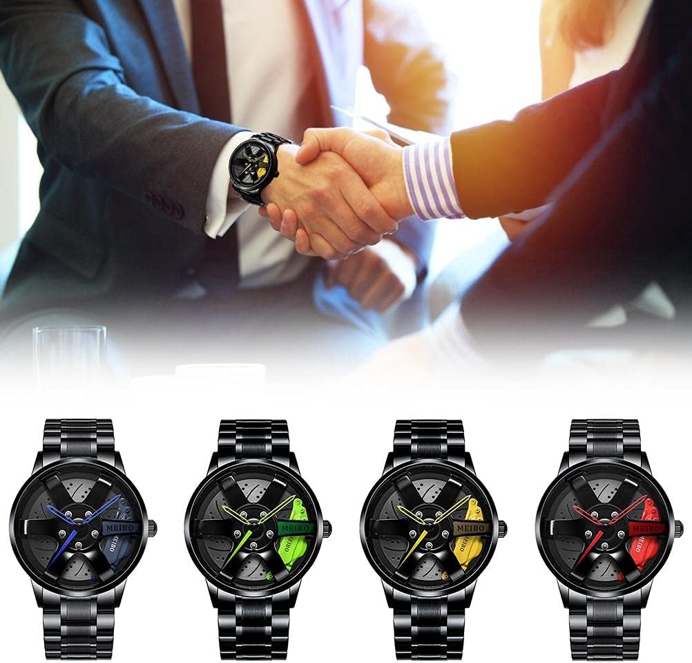 Herren-Sportuhr mit 3D-Hohlrad-Design, wasserdichte Edelstahluhr für Auto-Raduhren 2, 2