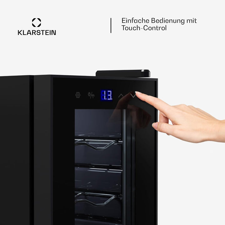 Klarstein Weinkühlschrank,1 Zone Getränkekühlschrank mit Glastür, Leiser Indoor/Outdoor Kühlschrank,