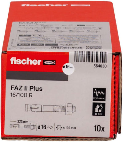 fischer Bolzenanker FAZ II Plus 16/100 R, Schwerlastanker aus Edelstahl mit hoher Tragfähigkeit, Ank