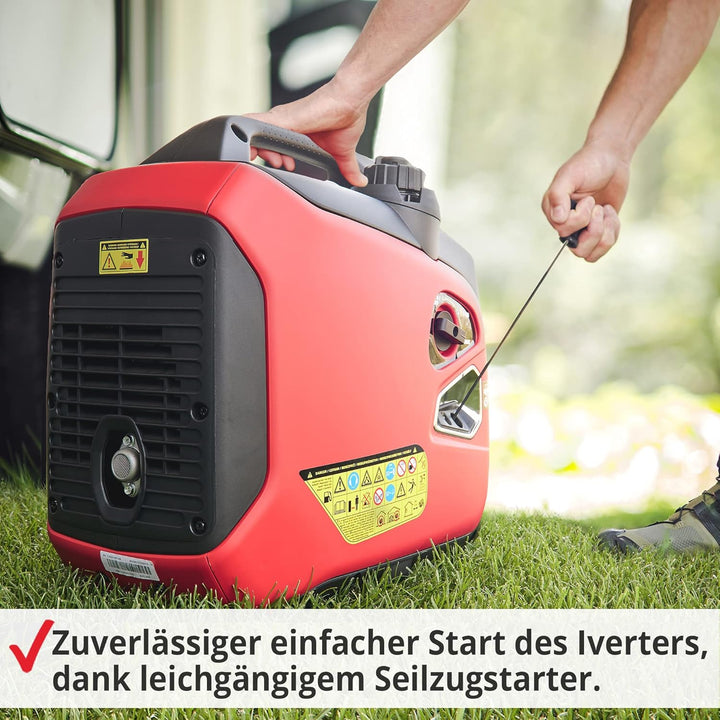 HECHT Inverter 2000 Watt Stromerzeuger Notstromaggregat – 4 Liter Benzin Tank – 6 Stunden Laufzeit –