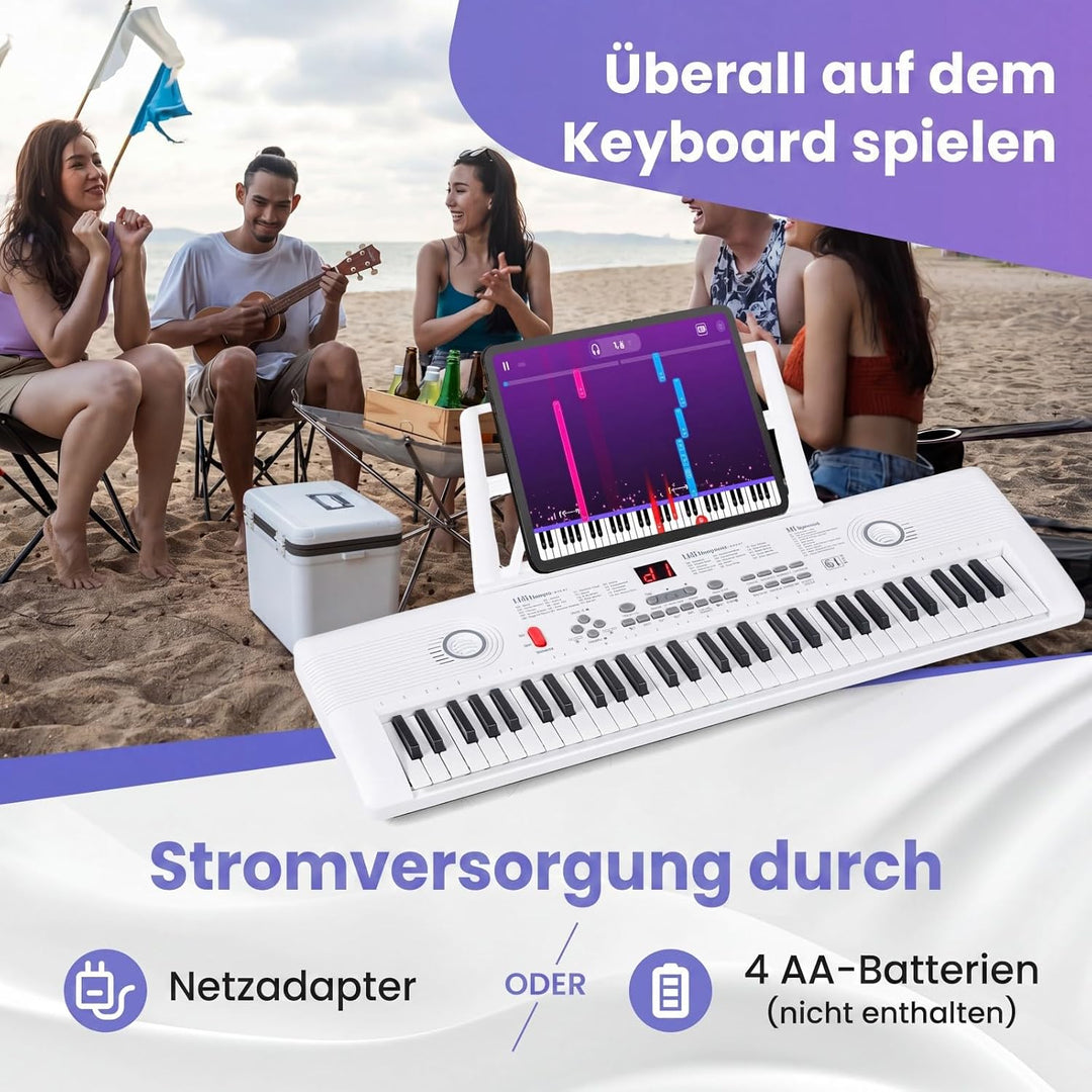 COSTWAY Keyboard Piano 61 Tasten, Digital Piano mit Ständer &amp; Mikrofon &amp; Tragetasche, E-Piano für Ei