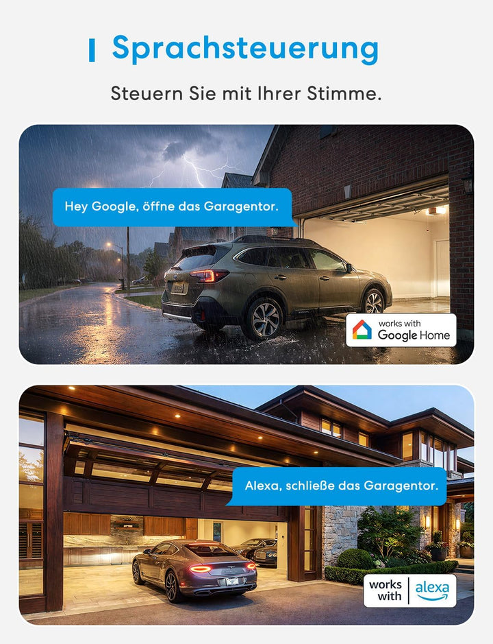 meross Smart WLAN Garagentoröffner, APP-Steuerung, Kompatibel mit Alexa, Google Assistant und SmartT