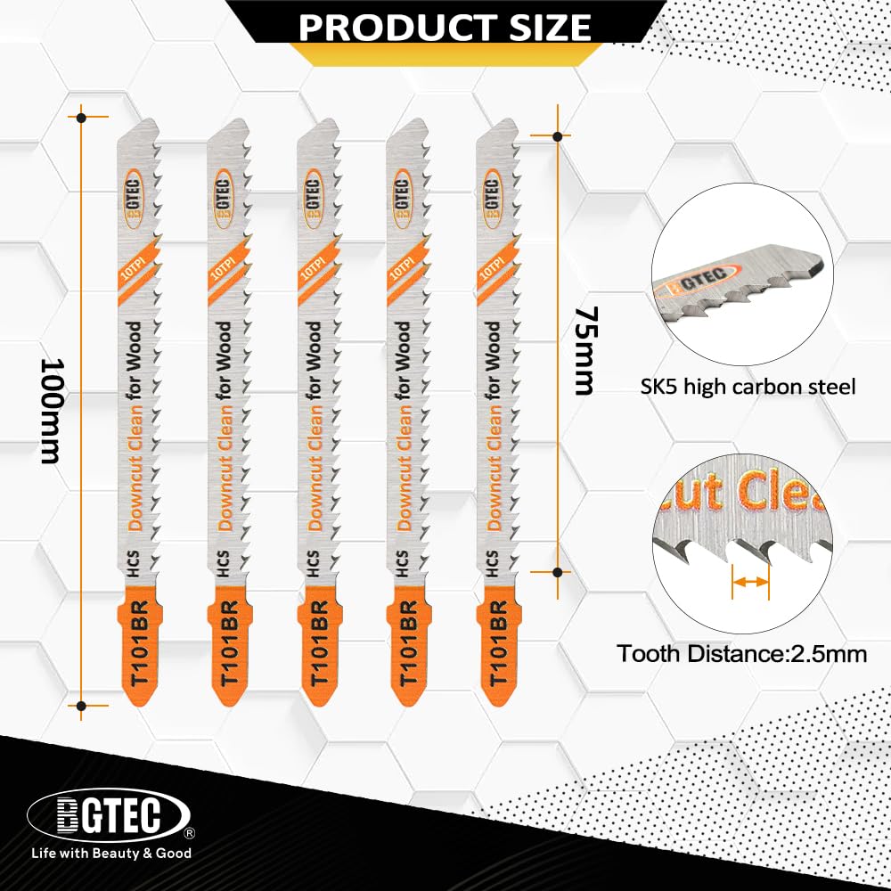BGTEC 20PCS T-Schaft Stichsägeblätter Set HCS(SK5) Stichsägeblätter für Holz, Kunststoff schneiden(T