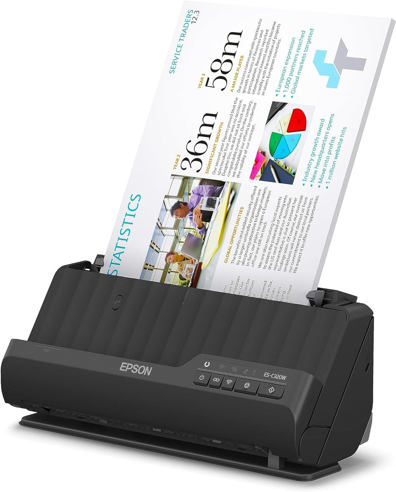 Epson Wi-Fi Scanner ES-C320W, kompakter A4 Business Scanner mit geringem Stromverbrauch, Duplex-Einz