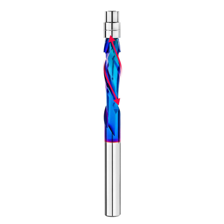 BGTEC Hartmetall-Kompression Spiralbündiger Frässtift,6.35mm bündige Verkleidung Oberfräsen-Bits Nan