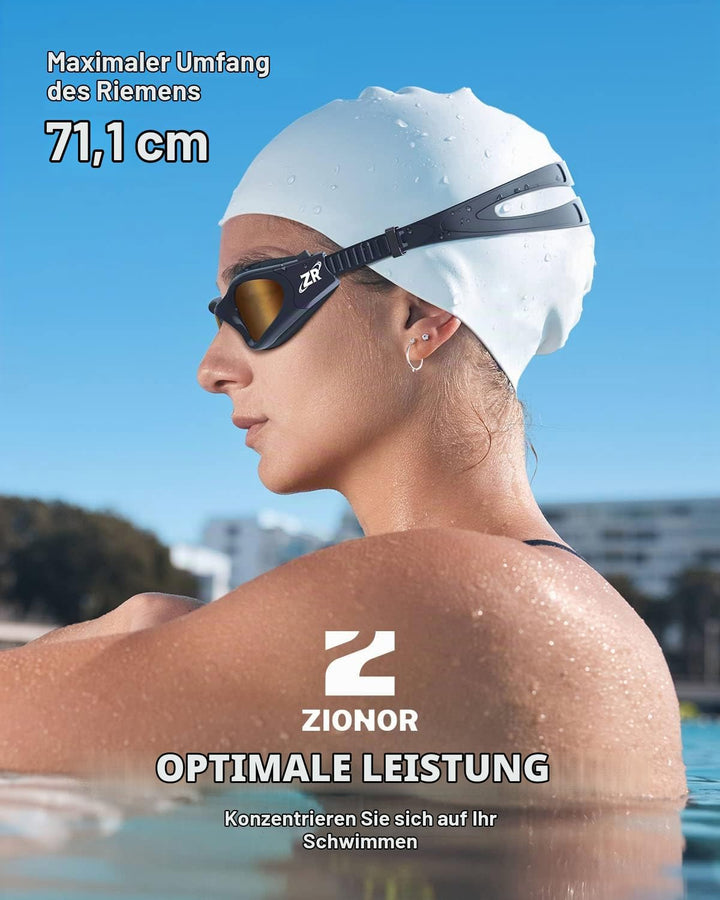 ZIONOR G1 - Polarisierte Schwimmbrille für Unisex und Erwachsene und Damen, beschlagfrei, 100% UV-Sc