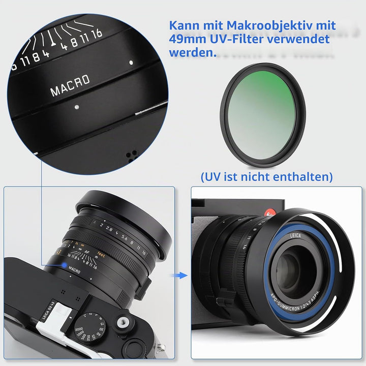 Haoge LH-LQ Gegenlichtblende aus Metall mit Deckel für Leica Q Q2 Q-P QP Typ 116 Typ116 Kamera schwa