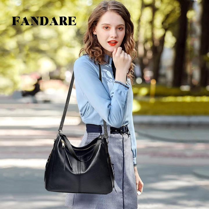 FANDARE Damen Handtasche Frauen Umhängetaschen Schultertasche PU Leder Tote Beutel Schultertasche fü