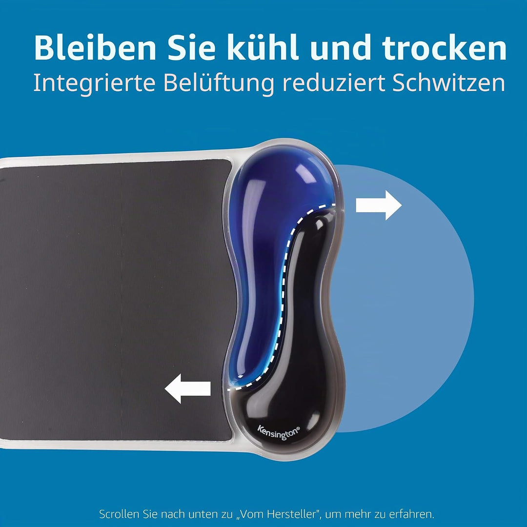 Kensington ergonomisches Mauspad mit Handgelenkauflage, Rutschfeste und bequeme Duo-Gel-Handgelenksh