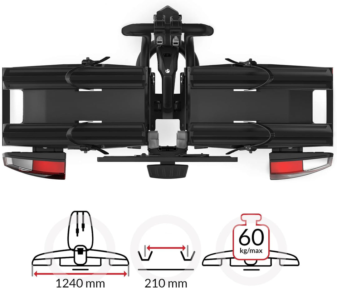 Atera 022785 PKW Fahrradträger Genio Pro Advanced, faltbar mit Leuchten - für 2 Fahrräder oder E-Bik