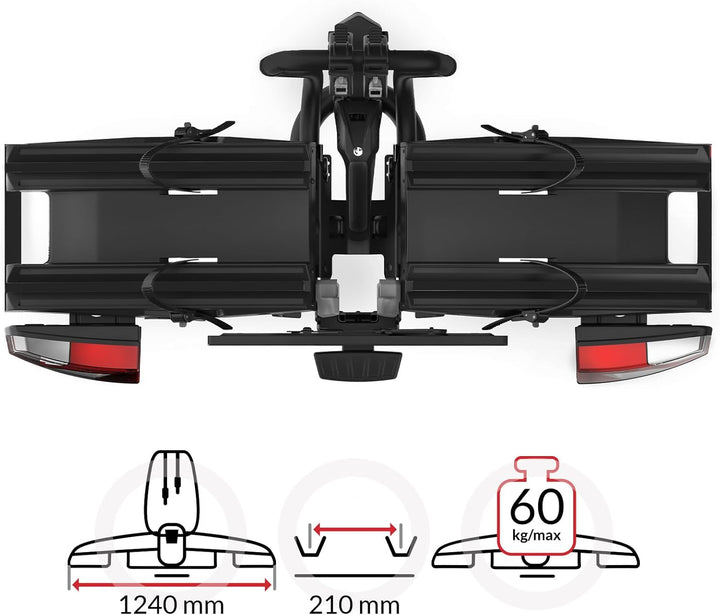 Atera 022785 PKW Fahrradträger Genio Pro Advanced, faltbar mit Leuchten - für 2 Fahrräder oder E-Bik