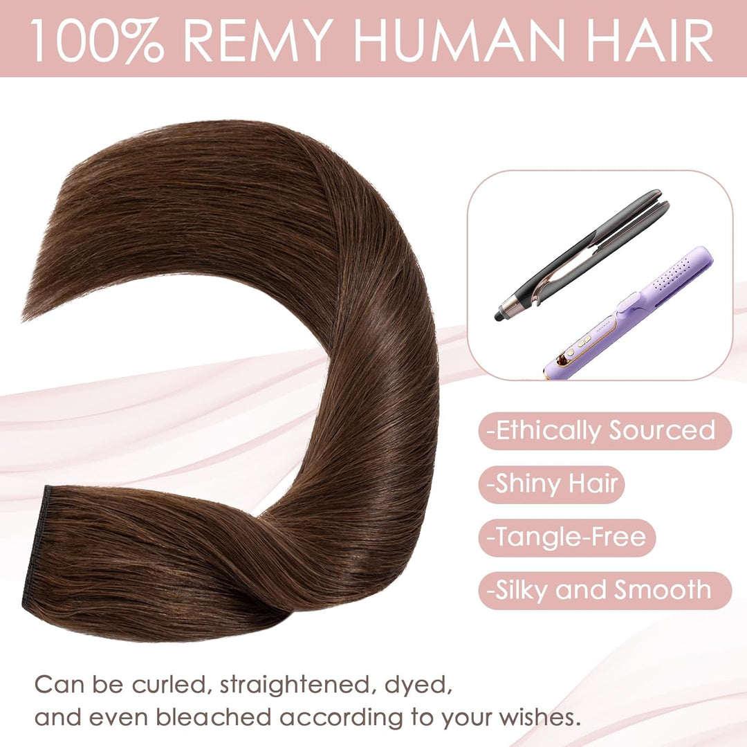 Silk-co Haarteile Echthaar Clip in Extensions Echthaar 1Pc 5Clips Haarverlängerung Weich Natürlich H